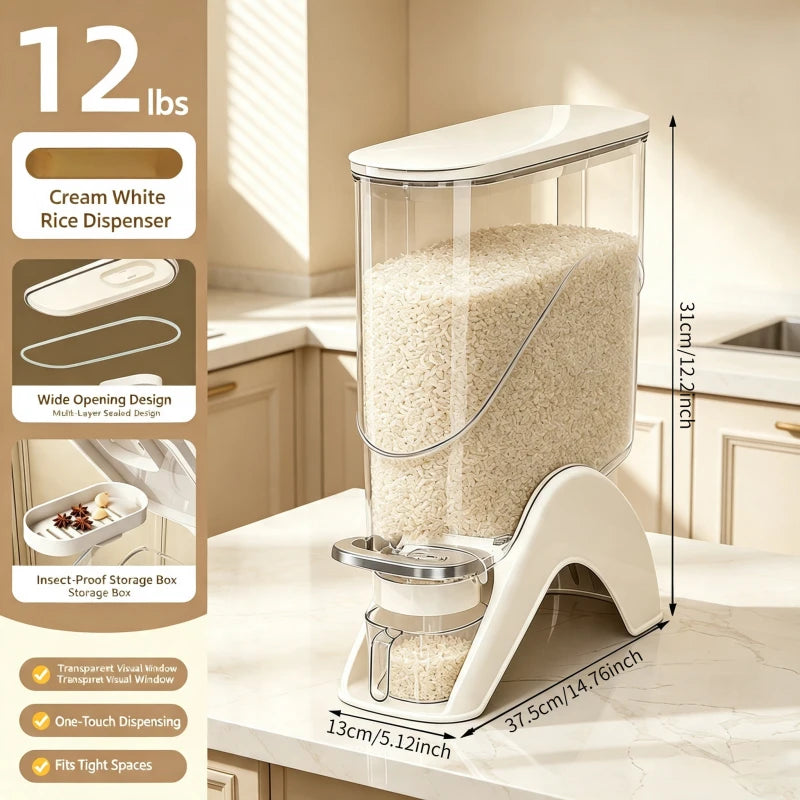 Rice Storage Container with Press-to-Pour Lid