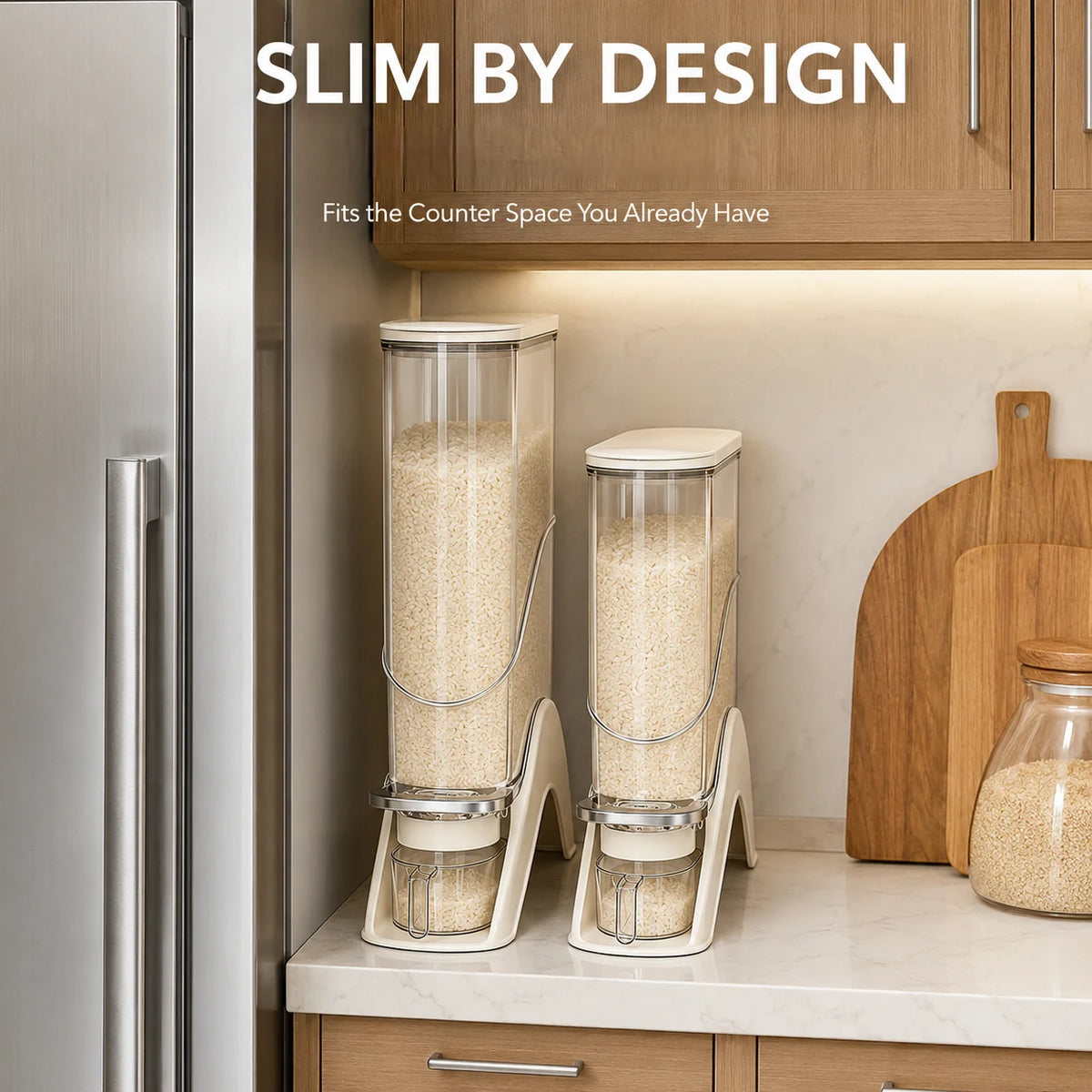 Rice Storage Container with Press-to-Pour Lid