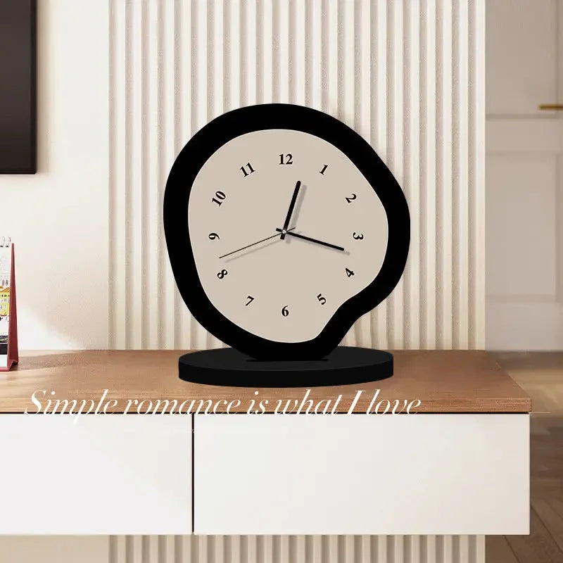 Cream Wavy Desktop Clock – Modern Design