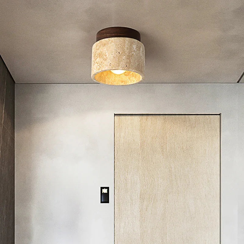 Marble Ceiling Lamp, Cream, Round