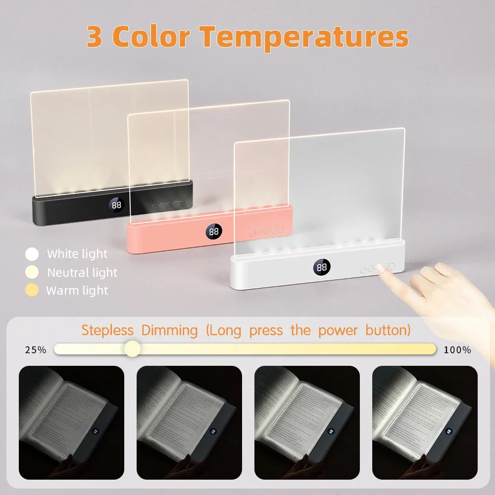 Rechargeable LED Book Light – Dimmable 3-Color Reading Lamp with Timer for Bedside & Study