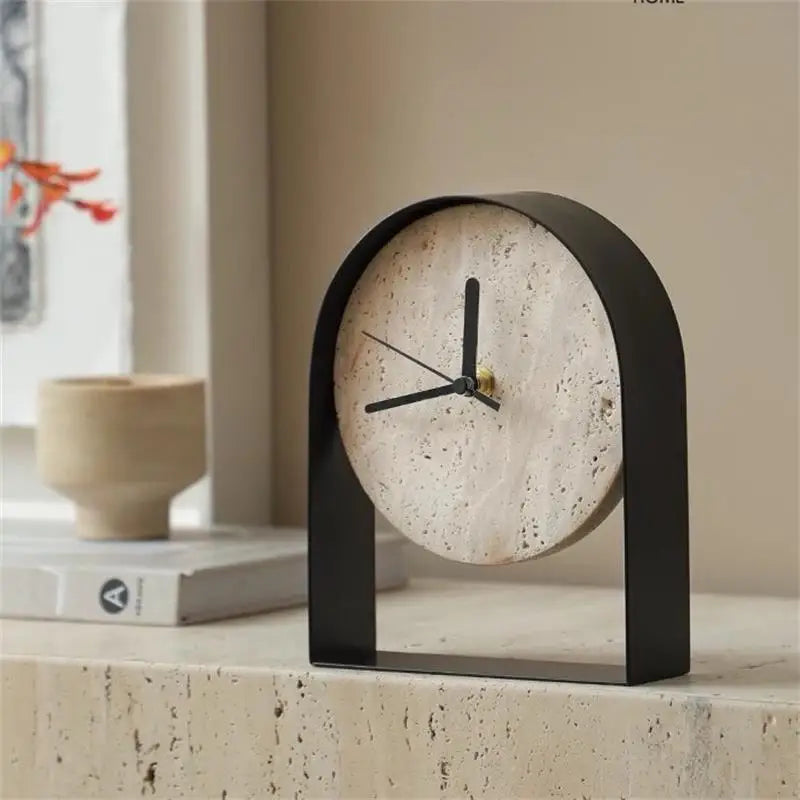 Luxury Marble Desk Clock – Modern Minimalist Table Clock for Bedroom, Office & Home Decor