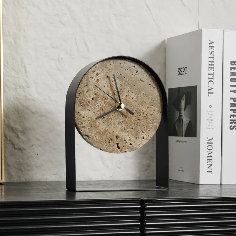 Luxury Marble Desk Clock – Modern Minimalist Table Clock for Bedroom, Office & Home Decor