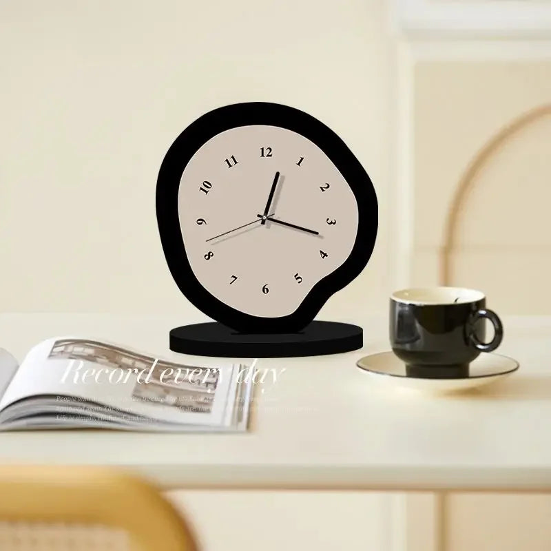 Cream Wavy Desktop Clock – Modern Design
