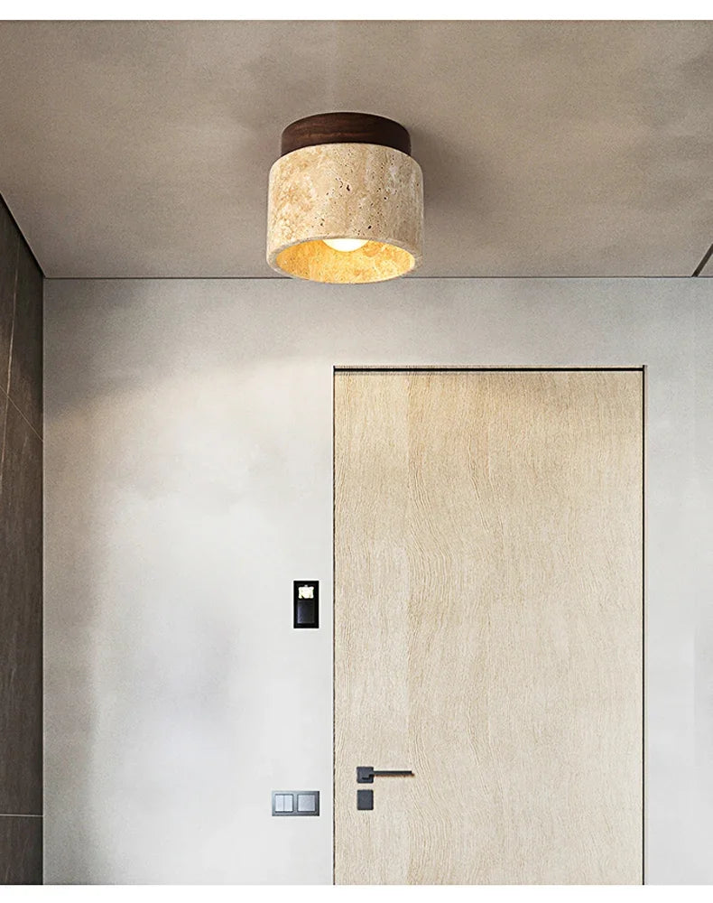 Marble Ceiling Lamp, Cream, Round