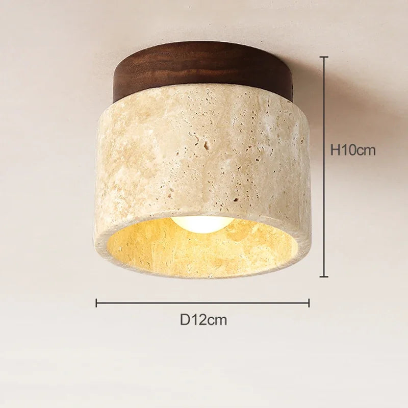Marble Ceiling Lamp, Cream, Round