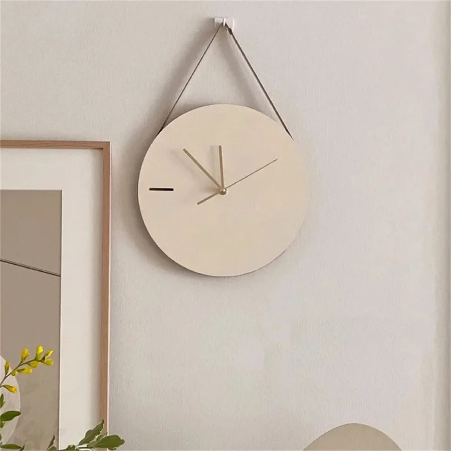 Minimalist Wooden Wall Clock, Korean Style, Silent Non-Ticking