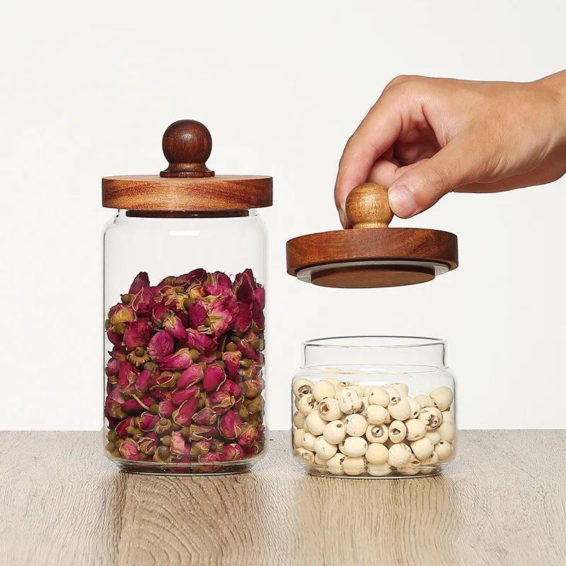 Minimalist Glass Storage Jar – Airtight Kitchen Container for Coffee, Grains, Sugar & Pantry Organization