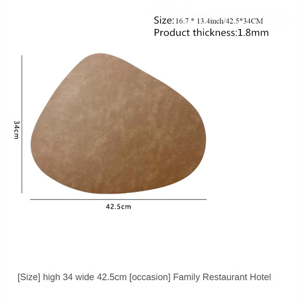 Double-Sided Anti-Slip PU Leather Placemat – Nordic Cowhide Pattern Water-Drop Table Mat