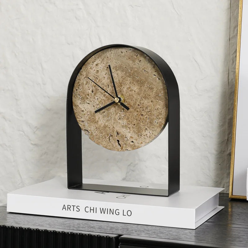 Luxury Marble Desk Clock – Modern Minimalist Table Clock for Bedroom, Office & Home Decor