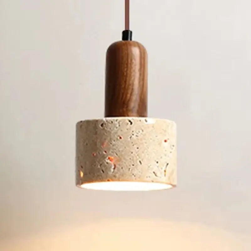 Yellow Travertine Wabi-Sabi Pendant Light – Nordic Cream Bedside & Dining Table Lamp