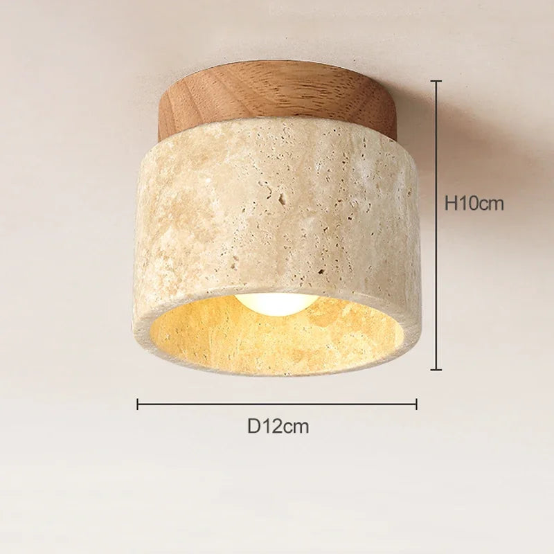 Marble Ceiling Lamp, Cream, Round