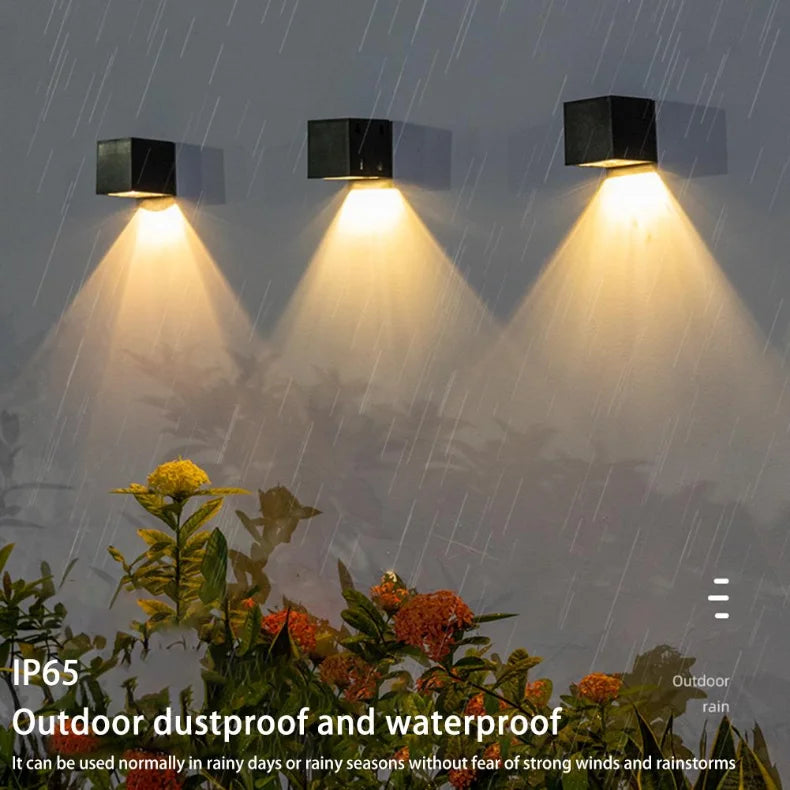 Solar LED Outdoor Wall Lights – Square Garden Fence & Courtyard Lights, Waterproof Decorative Lighting