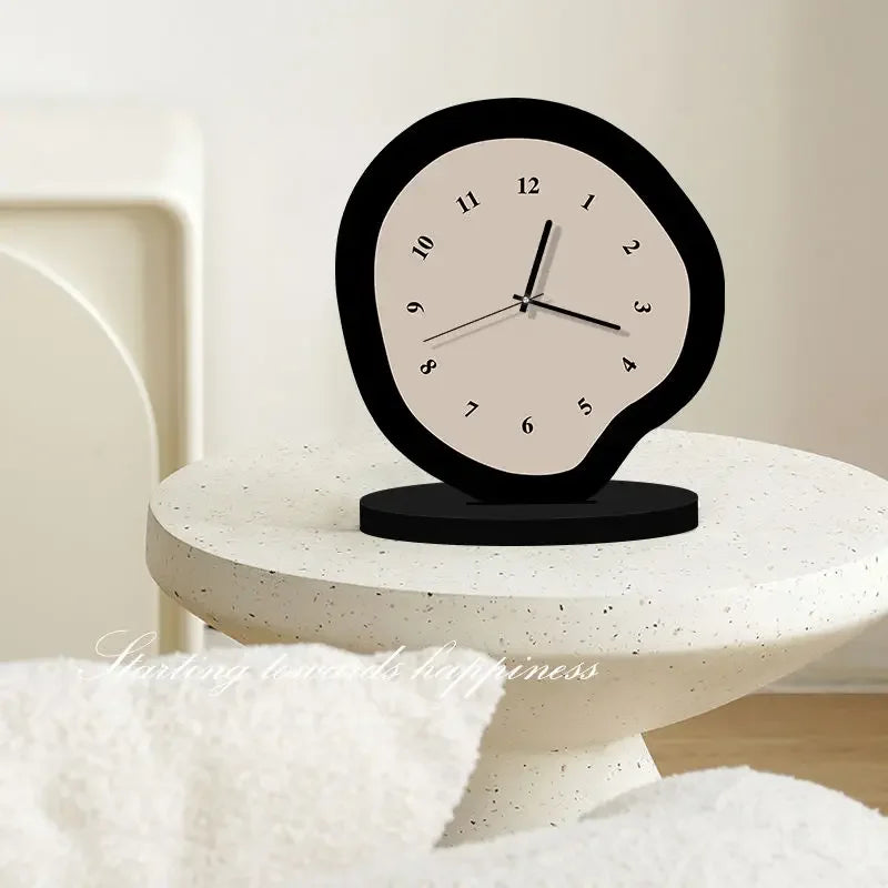 Cream Wavy Desktop Clock – Modern Design