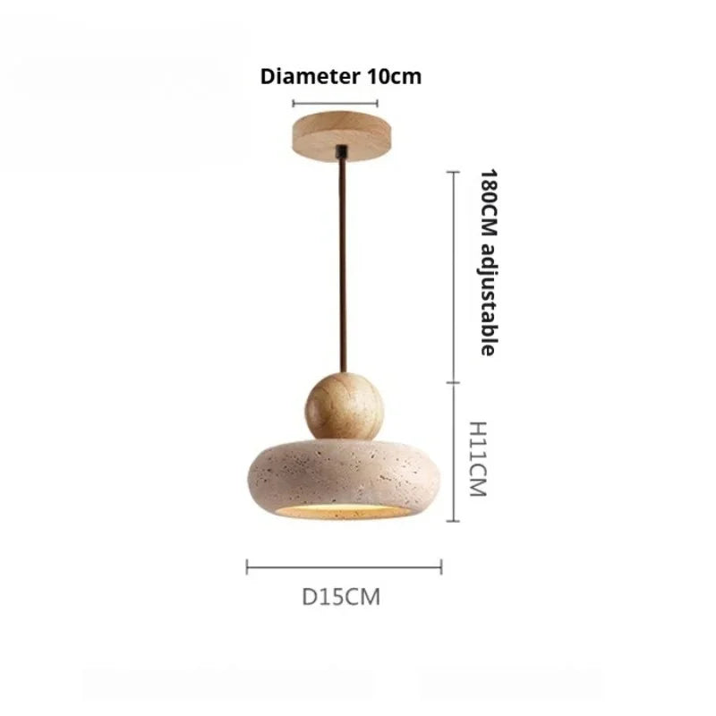 Japanese Wabi-Sabi Travertine LED Pendant Light – Natural Stone Hanging Lamp for Kitchen Island, Bedroom & Dining Decor
