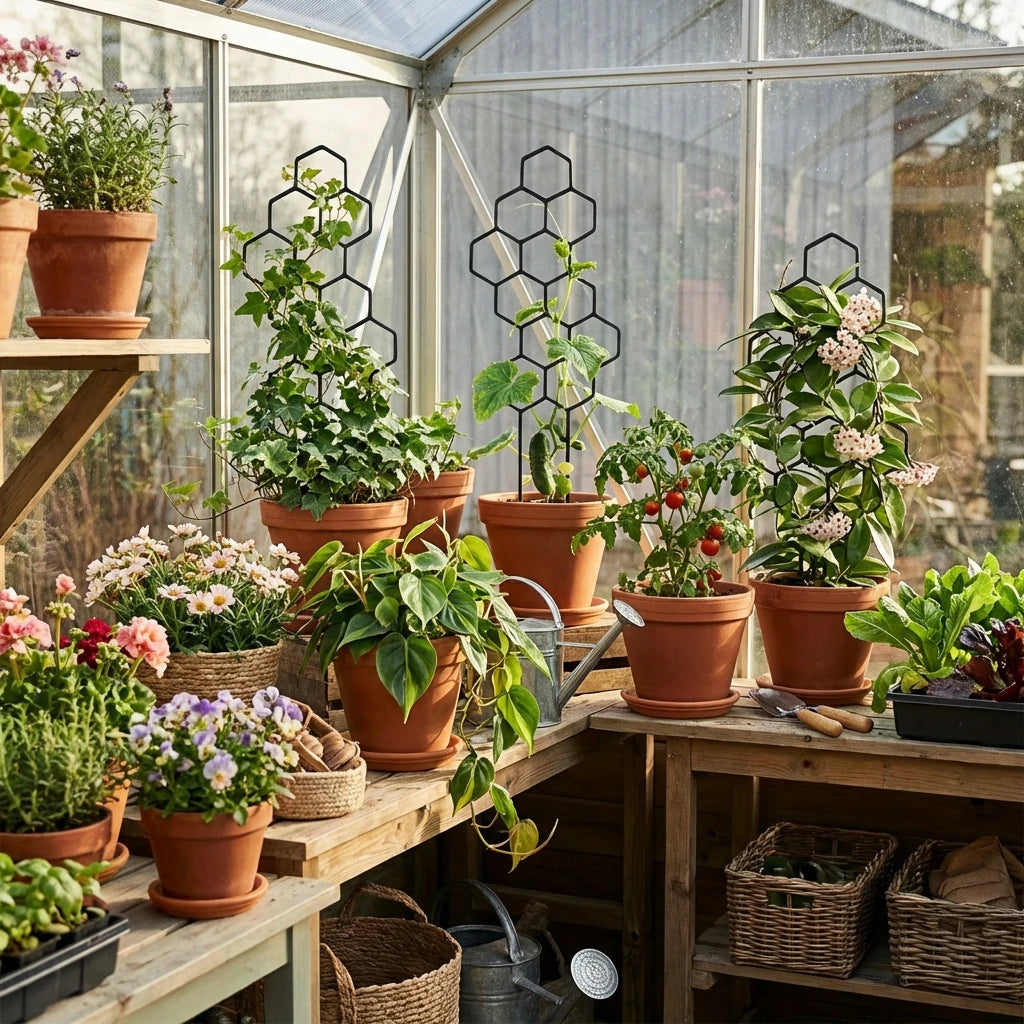 Honeycomb Plant Trellis – Rustproof Climbing Support for Potted Plants, Vines & Flowers, Indoor & Outdoor Garden Decor