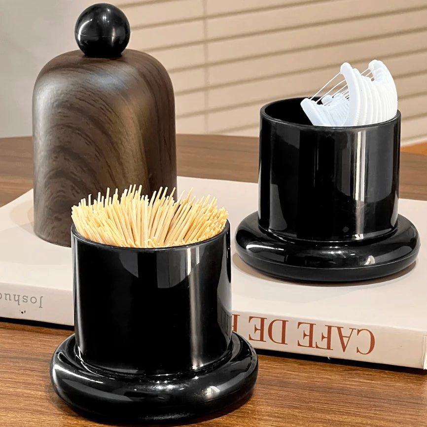 Elegant Walnut Wood Toothpick Holder – Solid Wood Ball Top Tabletop Organizer for Kitchen, Dining Room & Living Room Decor