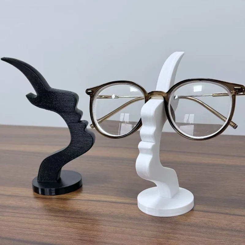 Minimalist 3D Human Face Eyeglass Holder – Modern Line Art Glasses Stand for Desk & Nightstand
