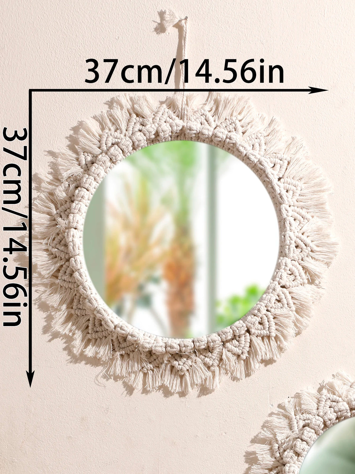 Boho Macrame Wall Mirror – Handwoven Nordic Decorative Mirror for Bedroom & Living Room