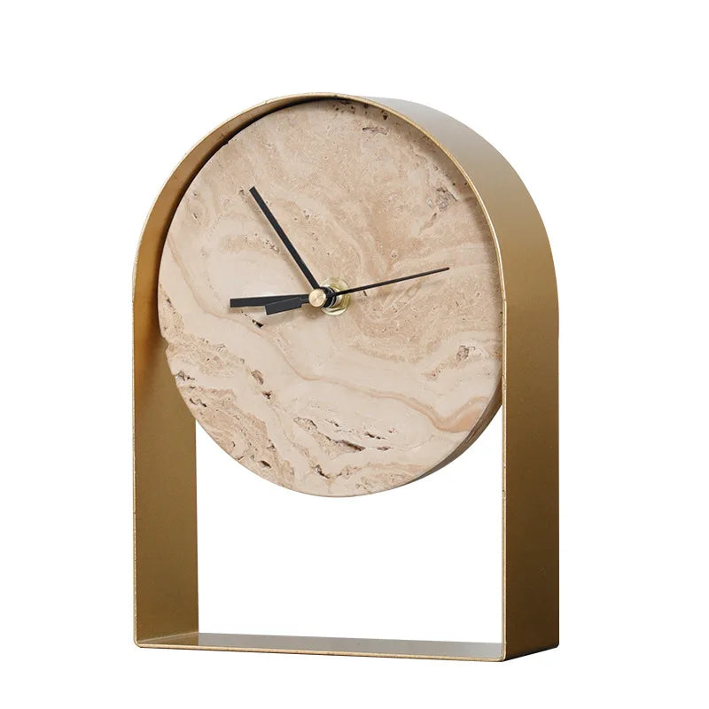 Luxury Marble Desk Clock – Modern Minimalist Table Clock for Bedroom, Office & Home Decor