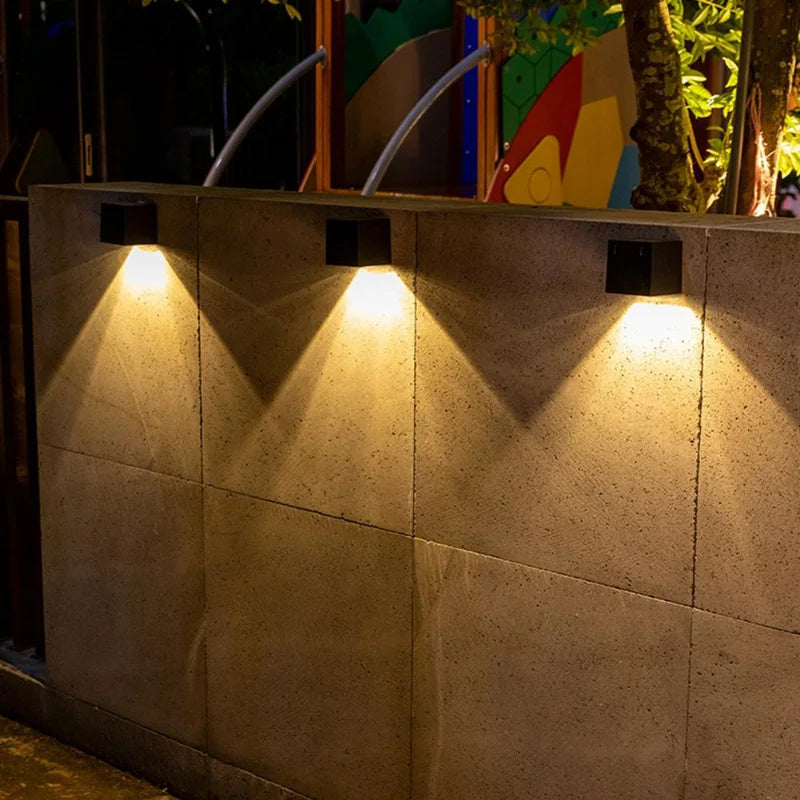 Solar LED Outdoor Wall Lights – Square Garden Fence & Courtyard Lights, Waterproof Decorative Lighting