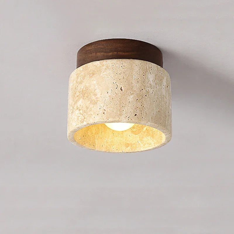 Marble Ceiling Lamp, Cream, Round