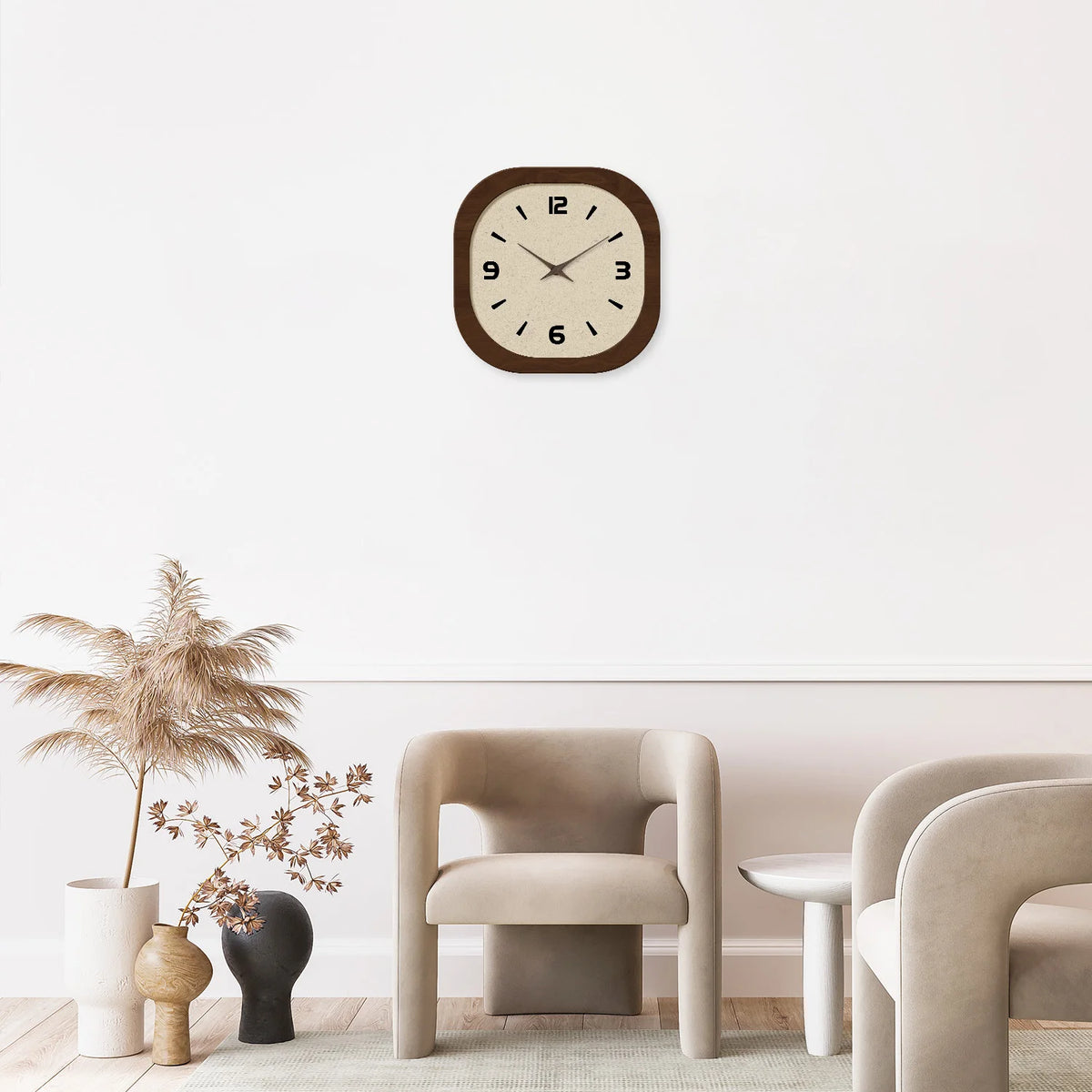French Country Cream Wall Clock – Retro Crystal & Wood Square Clock for Living Room, Bedroom & Kitchen