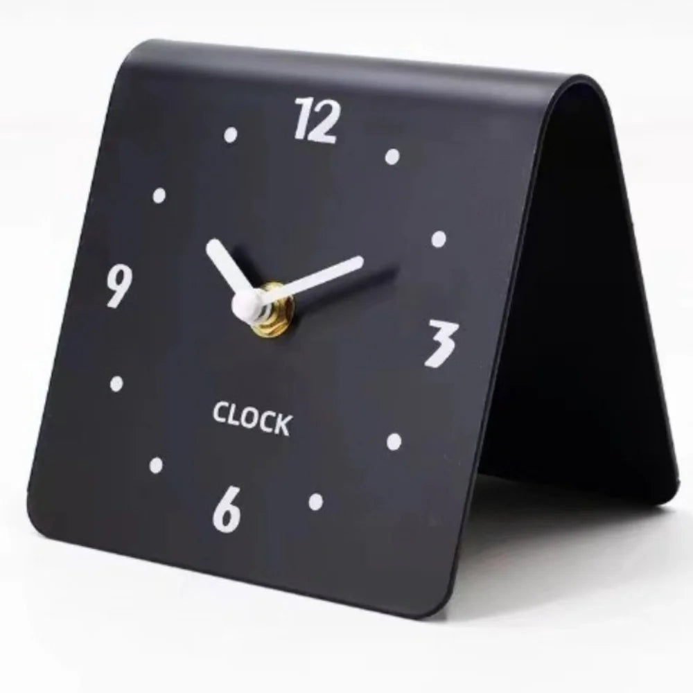 Modern Silent Desk Clock, Small Square Acrylic, Black & White