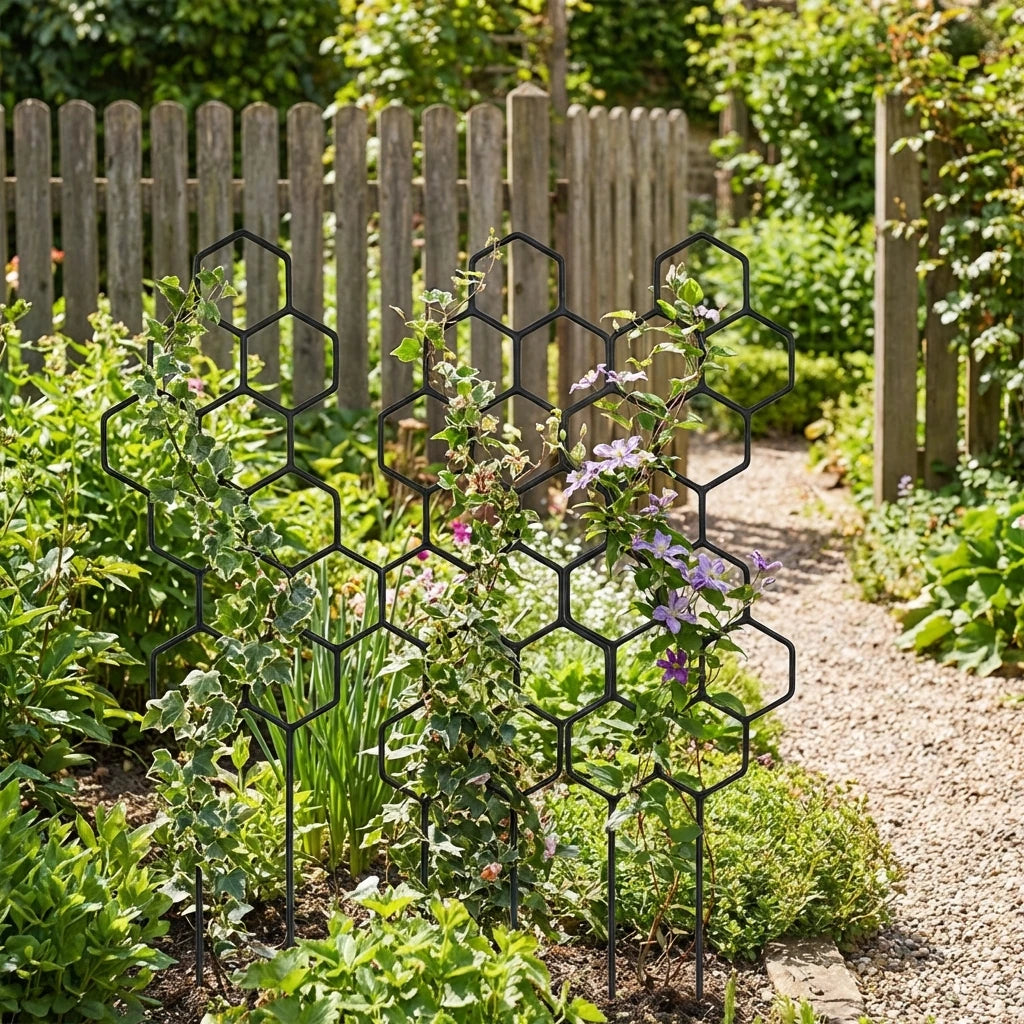 Honeycomb Plant Trellis – Rustproof Climbing Support for Potted Plants, Vines & Flowers, Indoor & Outdoor Garden Decor