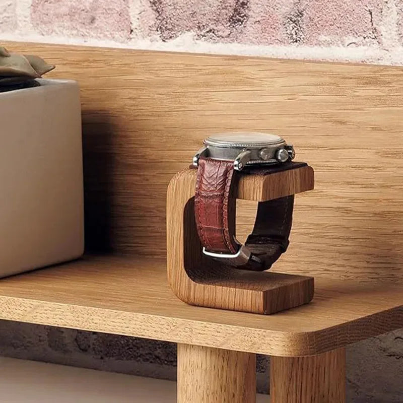 Wooden Watch & Bracelet Holder – Solid Wood Display Stand Organizer