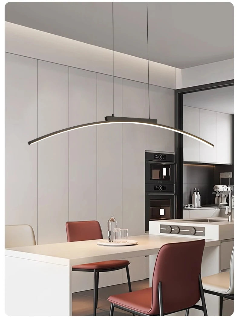 Modern LED Pendant Light – Adjustable Brightness Arc Hanging Lamp for Kitchen Island & Dining Room