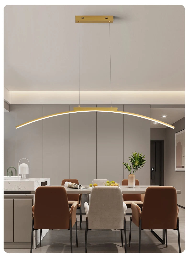 Modern LED Pendant Light – Adjustable Brightness Arc Hanging Lamp for Kitchen Island & Dining Room
