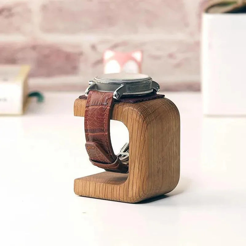 Wooden Watch & Bracelet Holder – Solid Wood Display Stand Organizer