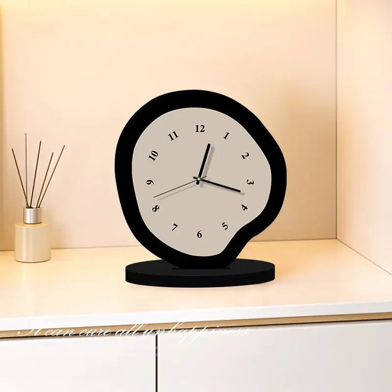 Cream Wavy Desktop Clock – Modern Design