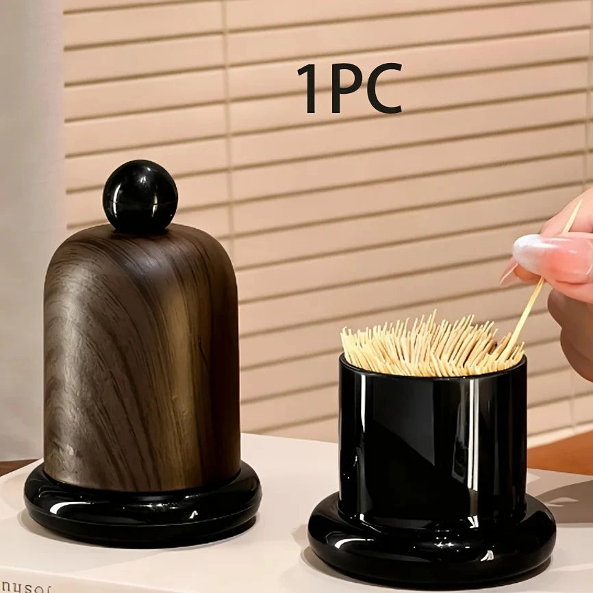 Elegant Walnut Wood Toothpick Holder – Solid Wood Ball Top Tabletop Organizer for Kitchen, Dining Room & Living Room Decor
