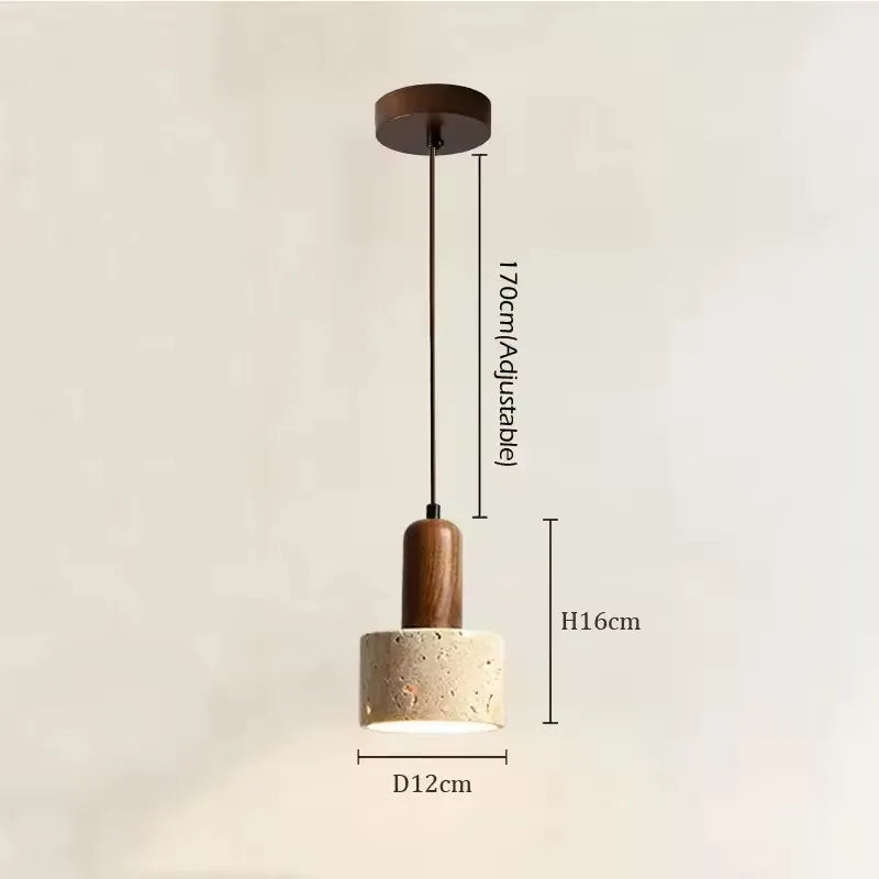 Yellow Travertine Wabi-Sabi Pendant Light – Nordic Cream Bedside & Dining Table Lamp