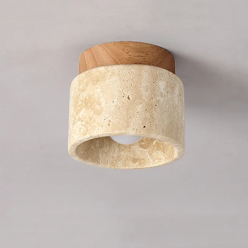 Marble Ceiling Lamp, Cream, Round