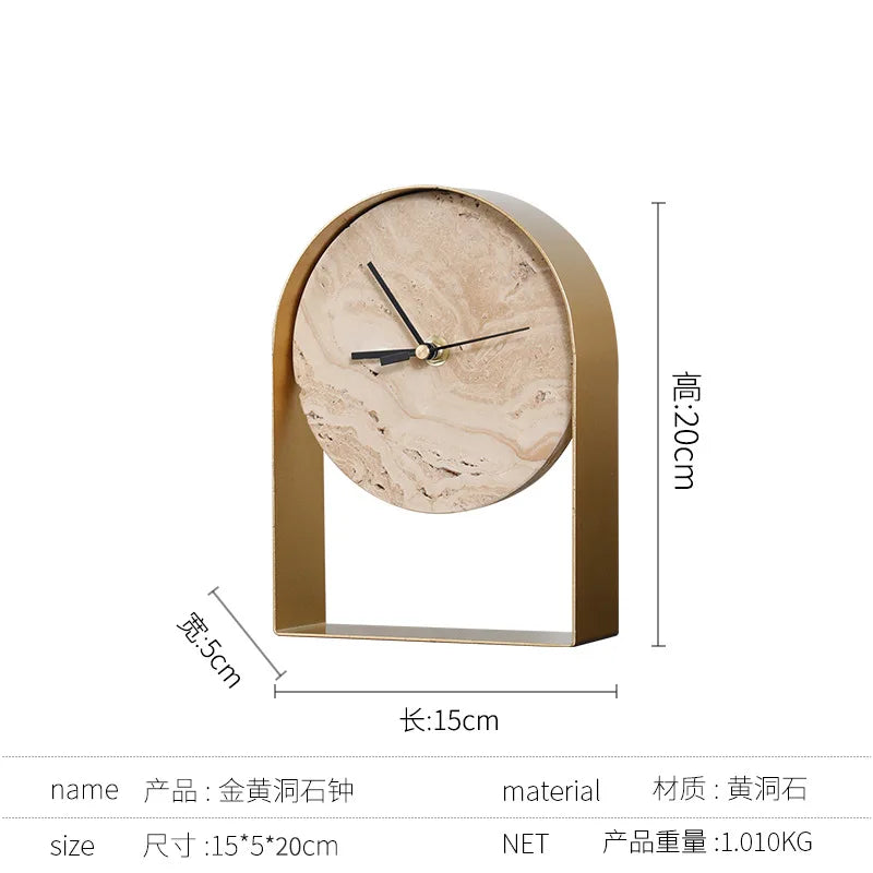 Luxury Marble Desk Clock – Modern Minimalist Table Clock for Bedroom, Office & Home Decor