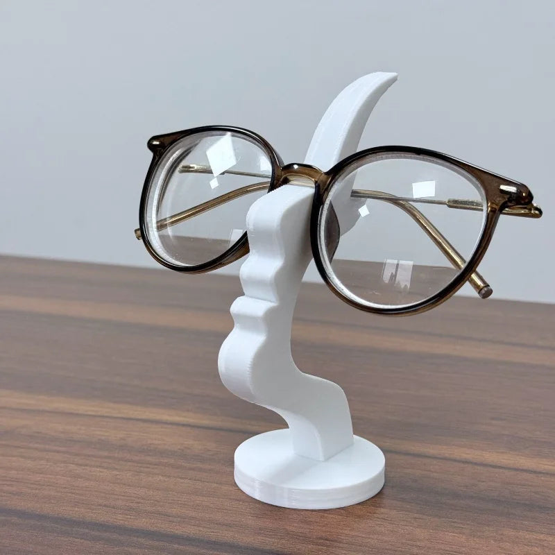 Minimalist 3D Human Face Eyeglass Holder – Modern Line Art Glasses Stand for Desk & Nightstand
