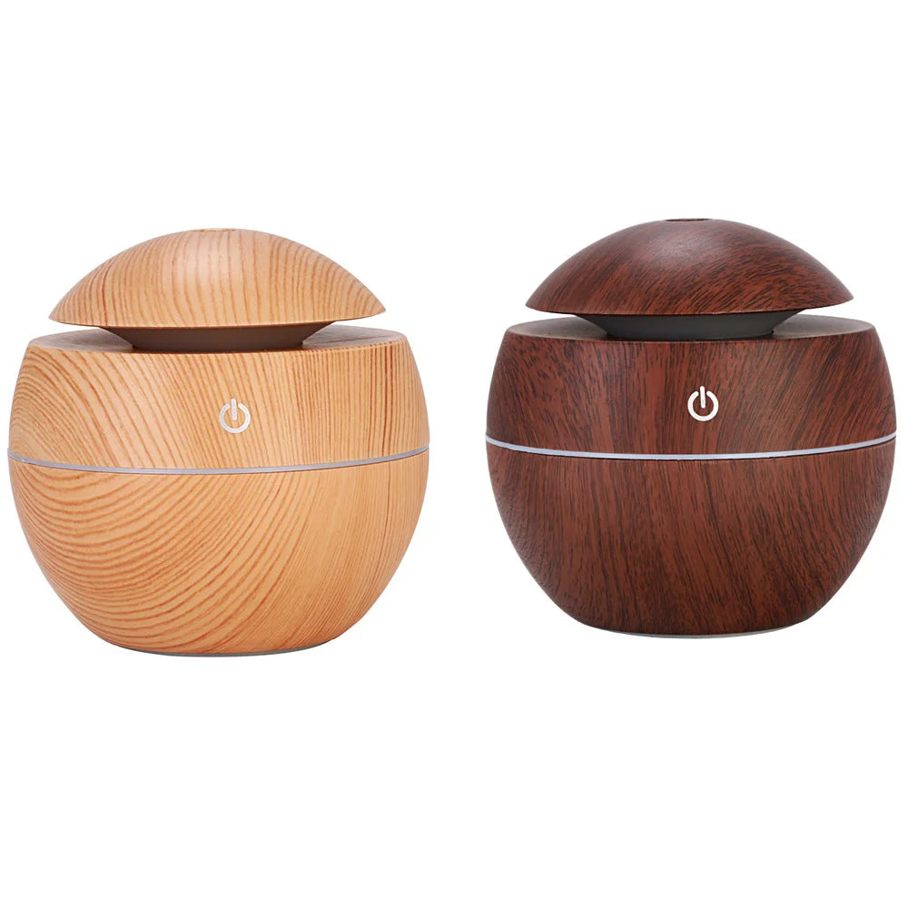 Wood Grain Ultrasonic Humidifier & Aroma Diffuser – Cool Mist Essential Oil Diffuser for Bedroom & Home