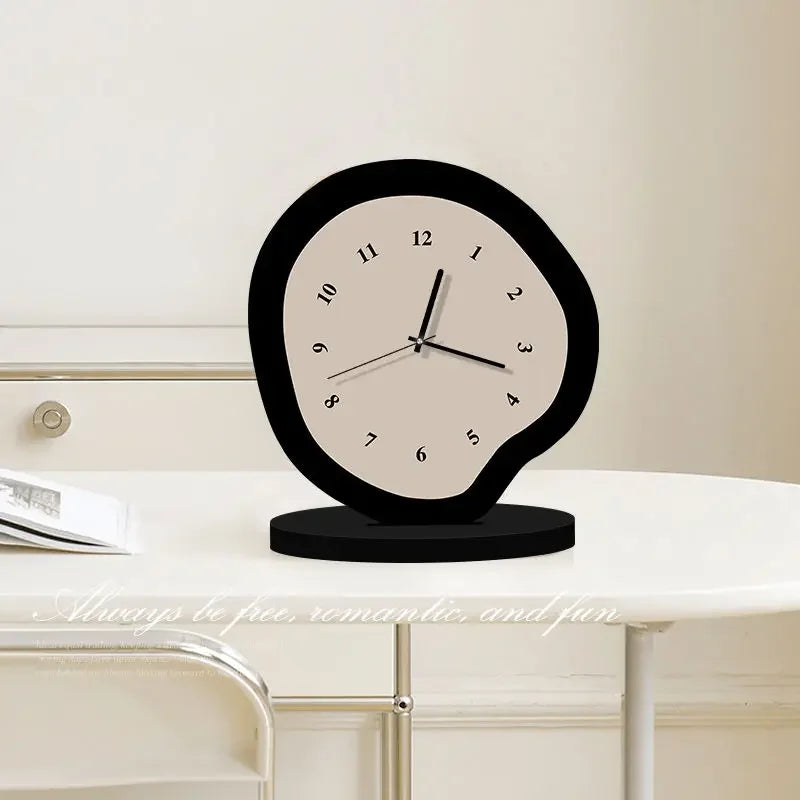 Cream Wavy Desktop Clock – Modern Design