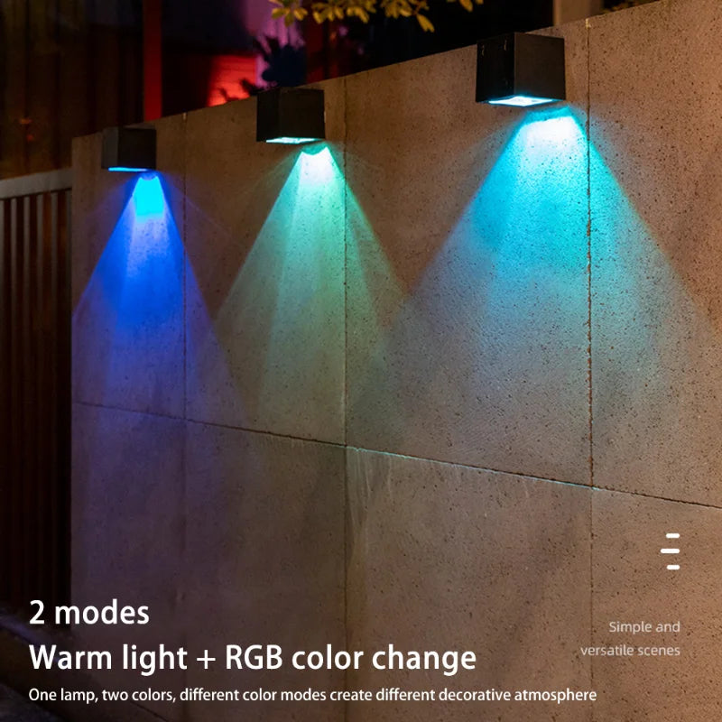 Solar LED Outdoor Wall Lights – Square Garden Fence & Courtyard Lights, Waterproof Decorative Lighting