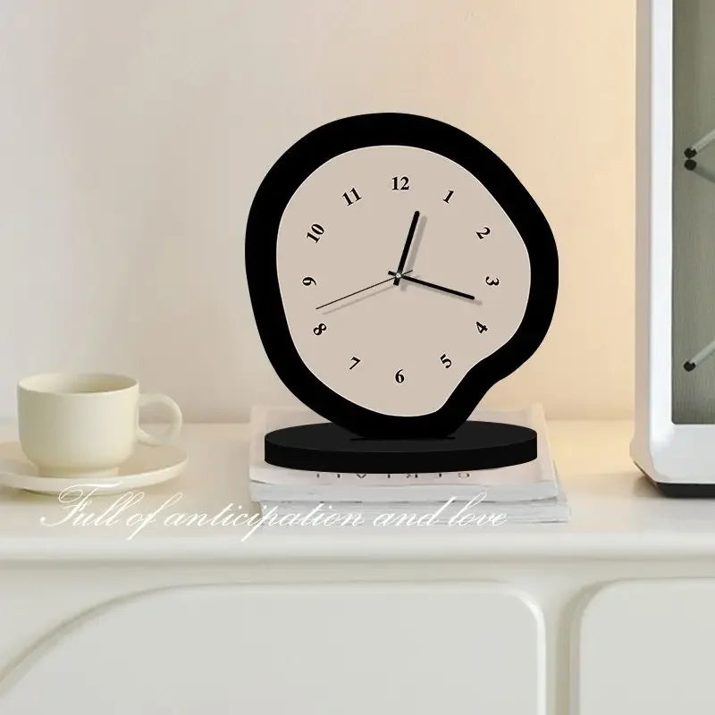 Cream Wavy Desktop Clock – Modern Design