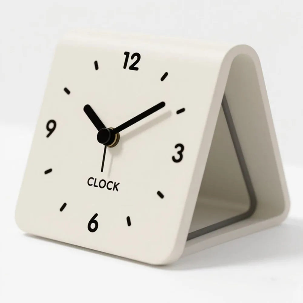 Modern Silent Desk Clock, Small Square Acrylic, Black & White