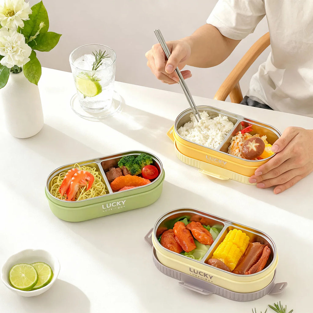 Insulated Stainless Steel Bento Lunch Box – Leakproof Divided Meal Container for School, Work & Everyday Use