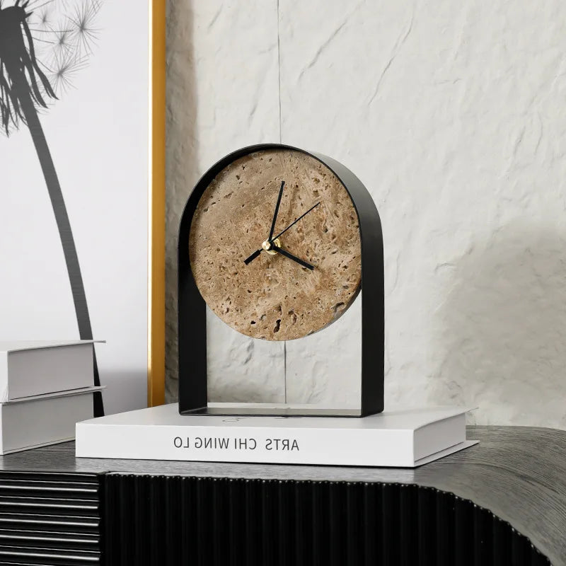 Luxury Marble Desk Clock – Modern Minimalist Table Clock for Bedroom, Office & Home Decor