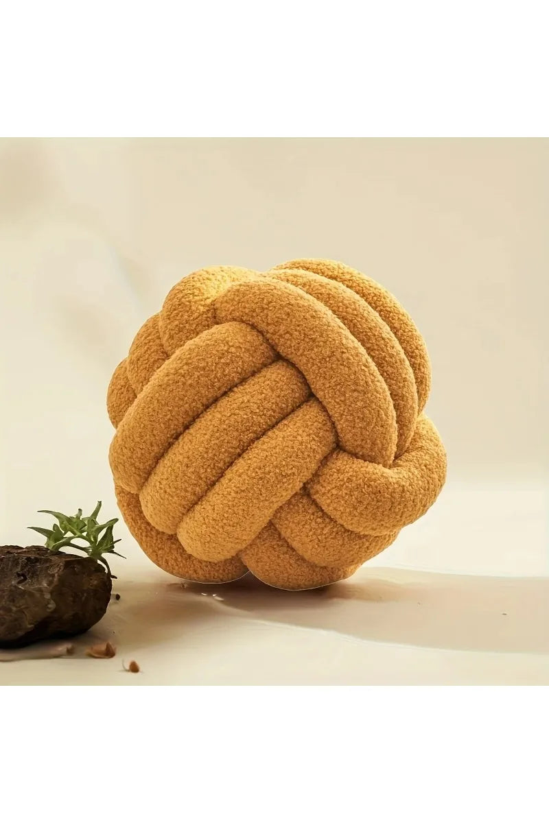 Woven Knot Ball Pillow – Round Decorative Cushion with Backrest for Sofa & Bedroom