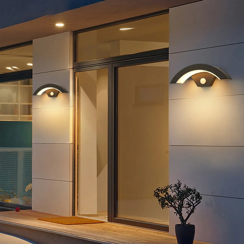 Modern Black Outdoor Wall Sconce – Motion Sensor LED Light for Porch, Garden & Front Door