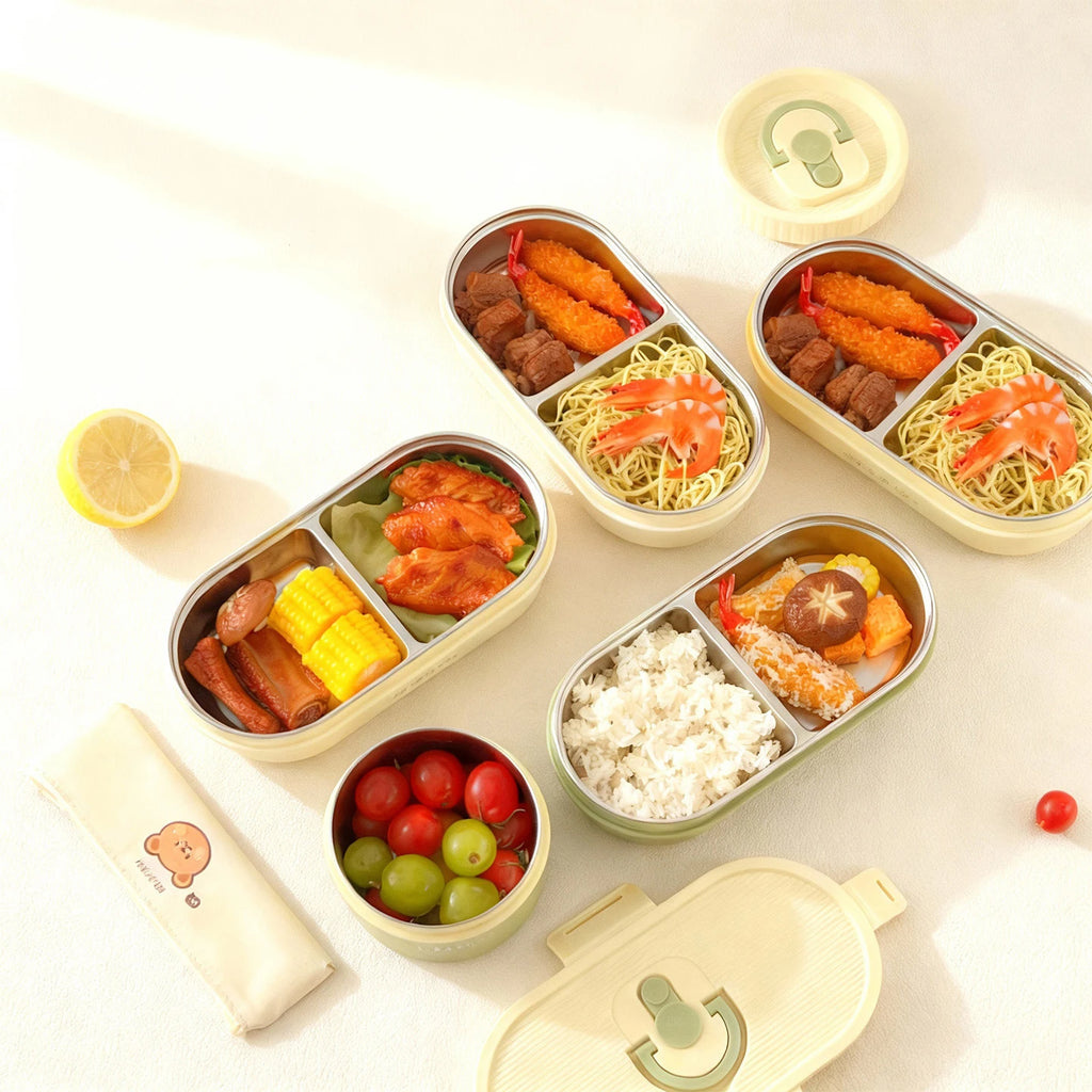 Insulated Stainless Steel Bento Lunch Box – Leakproof Divided Meal Container for School, Work & Everyday Use