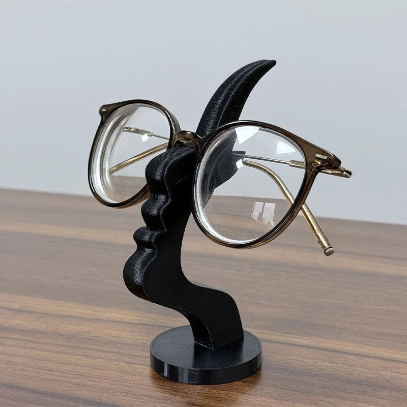 Minimalist 3D Human Face Eyeglass Holder – Modern Line Art Glasses Stand for Desk & Nightstand